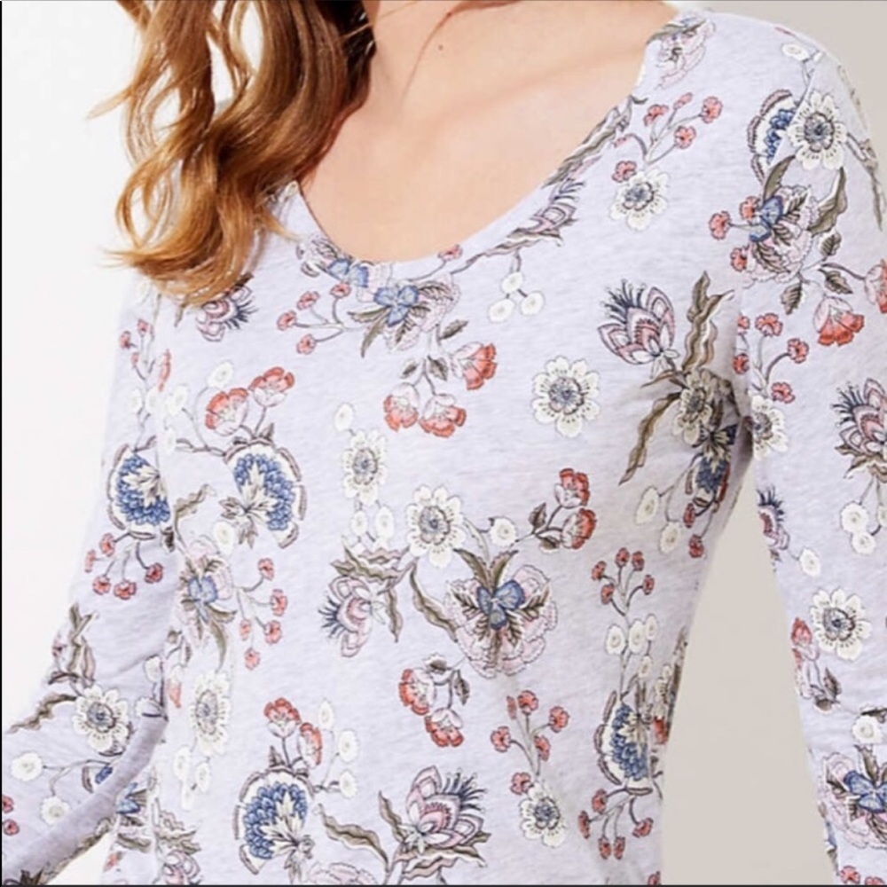 LOFT Long Sleeve Floral Top Tee